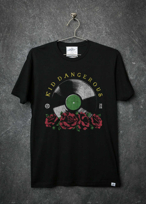 Record and Roses Men's Black Classic T-Shirt alternate view
