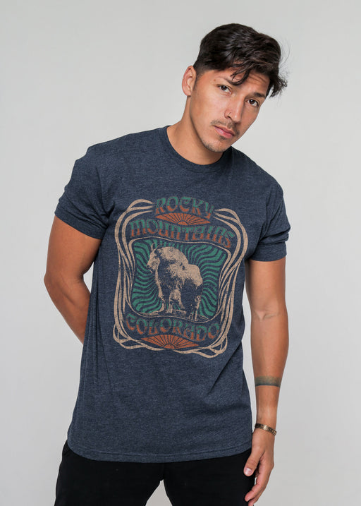 Rocky Mountains Goat Men's Heather Navy Classic T-Shirt