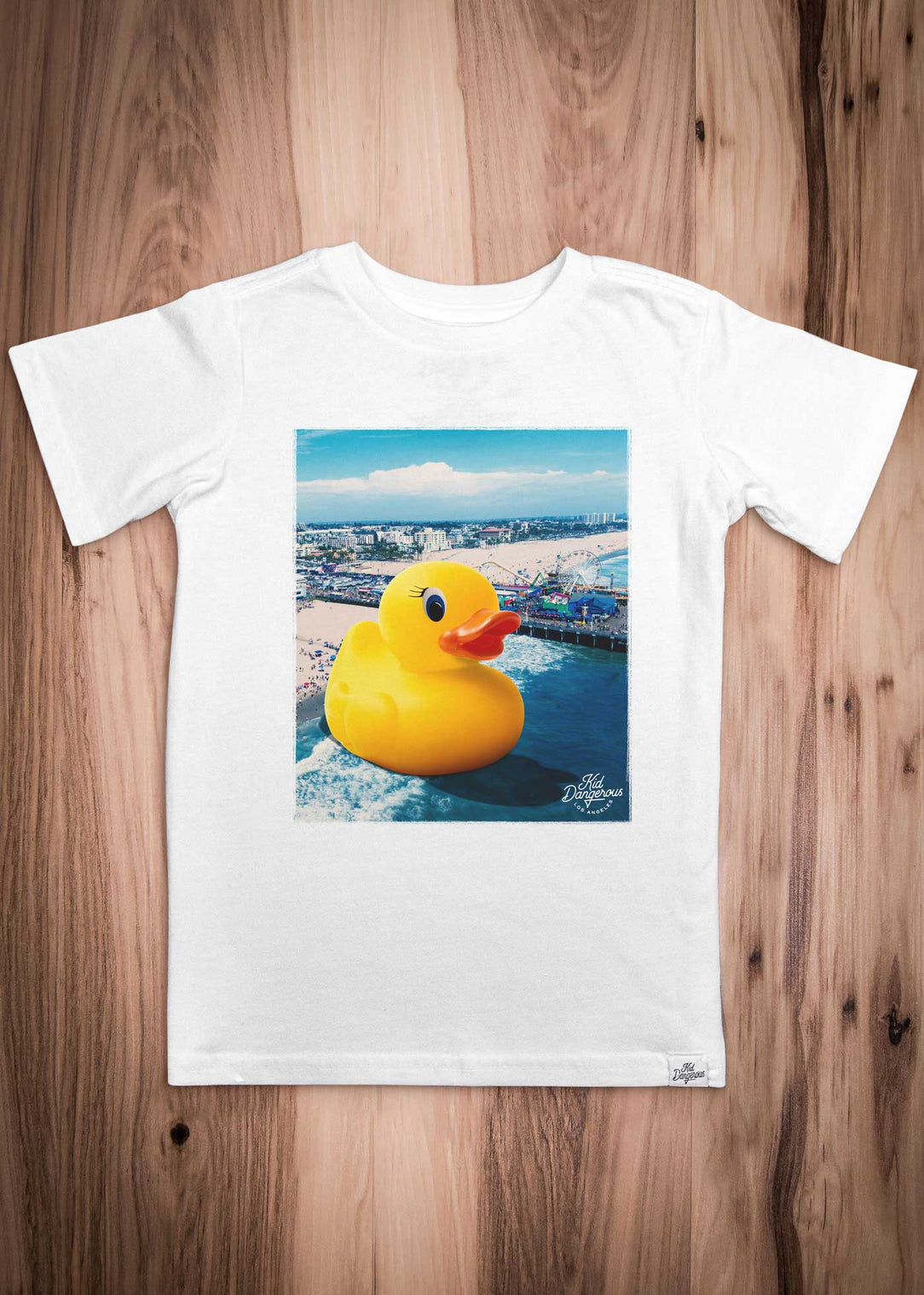 Rubber Ducky Pier Kid's White T-Shirt — Kid Dangerous