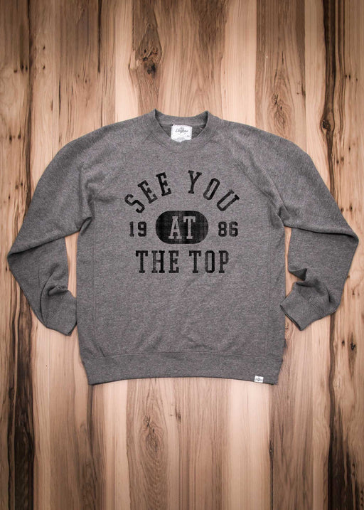 See You at the Top 1986 Men's Heather Grey Raglan Crewneck Sweatshirt alternate view