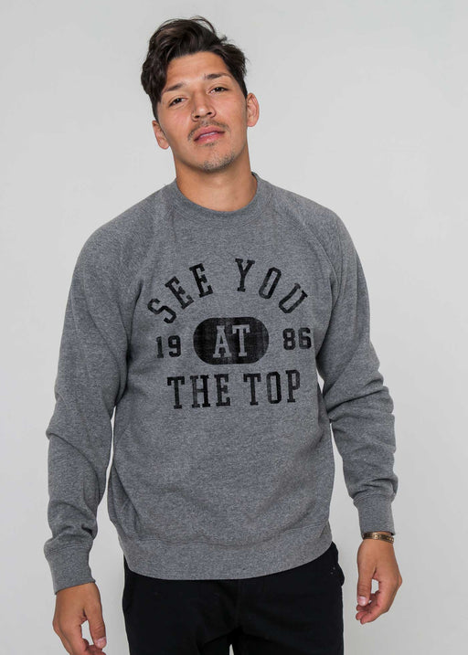 See You at the Top 1986 Men's Heather Grey Raglan Crewneck Sweatshirt