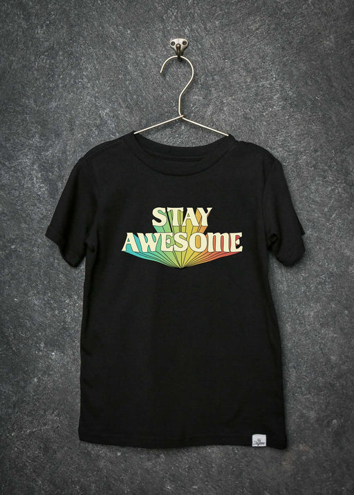 Stay Awesome Kid's Black T-Shirt alternate view