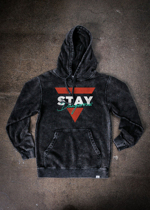 Stay Dangerous Triangle Mineral Wash Black Pullover Hoodie alternate view
