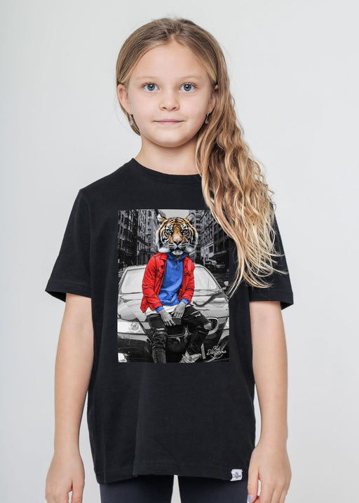 Street Tiger Kid's Black T-Shirt