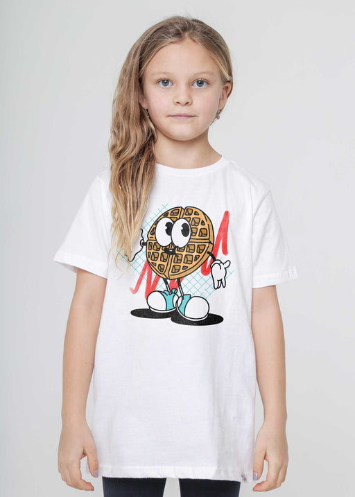 Waffle Cartoon Kid's White T-Shirt alternate view